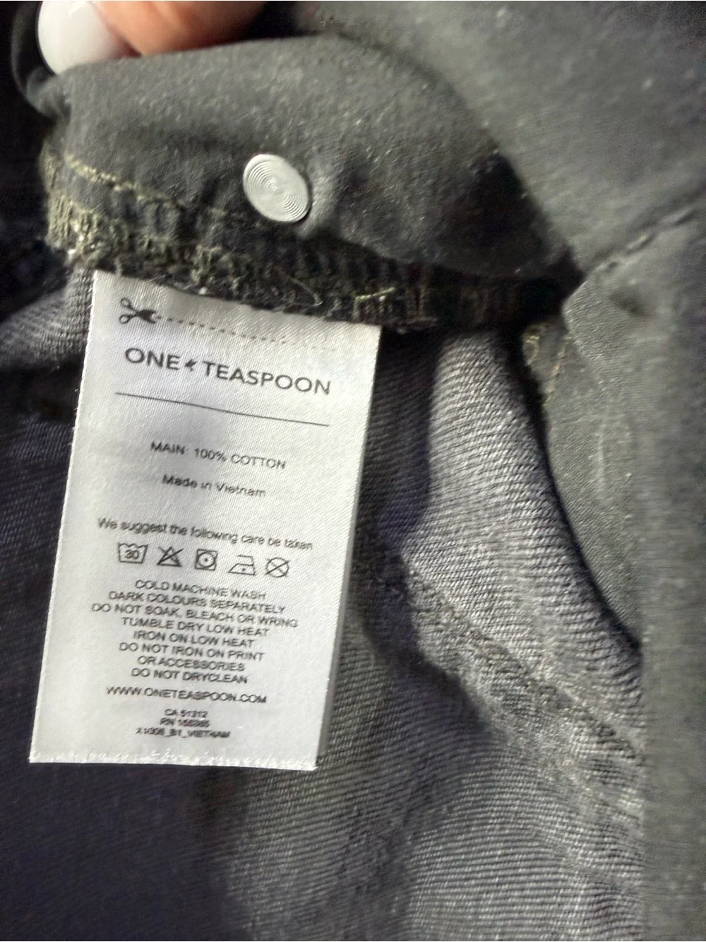 One Teaspoon Stixx Low Waist Slim Straight Leg Denim Jeans Washed Black Size 28